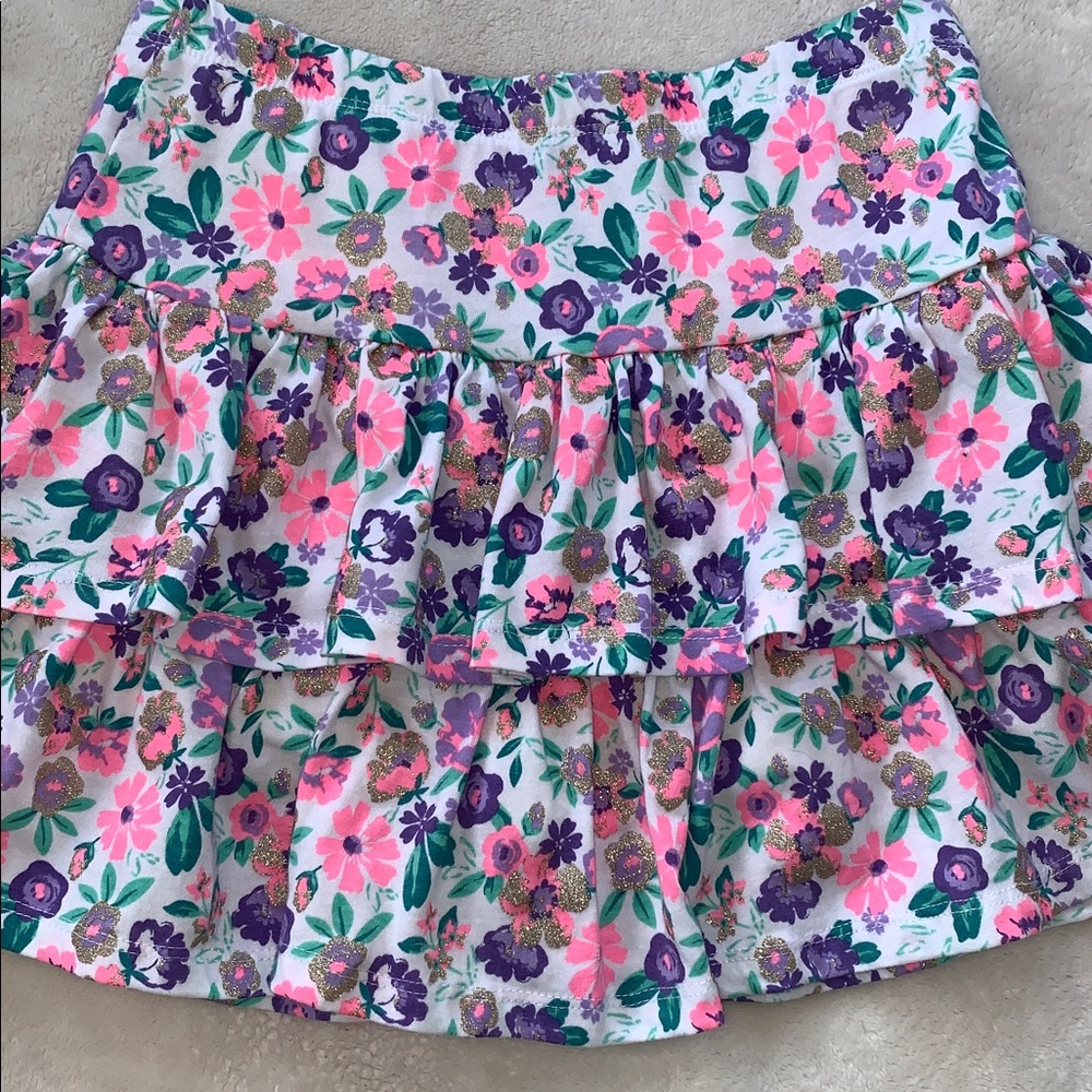 Cynthia Rowley Pink Purple Ruffle Skort 10/12 EUC Floral Skirt - Picture 6 of 7